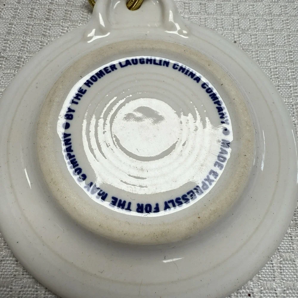 2 Vtg 98 Fiestaware‎ Fiesta Christmas Ornament White Blue Tree Homer Laughlin